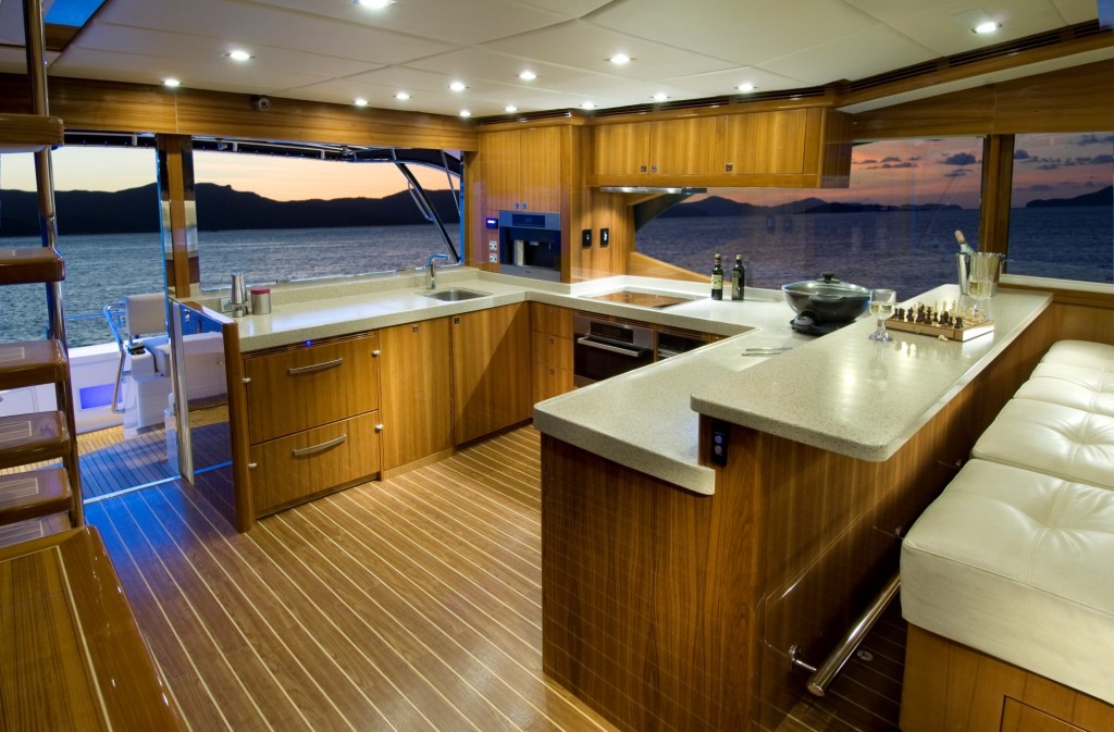 The galley aft was just one of the myriad custom features of Peter Teakle’s  Born to Battle © Ross Eason